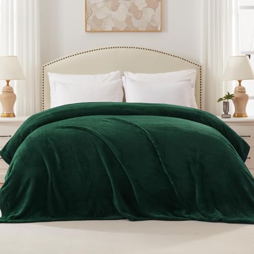 Soft Waffle Fleece Bed Blanket King Size (Green / 90x104 in)