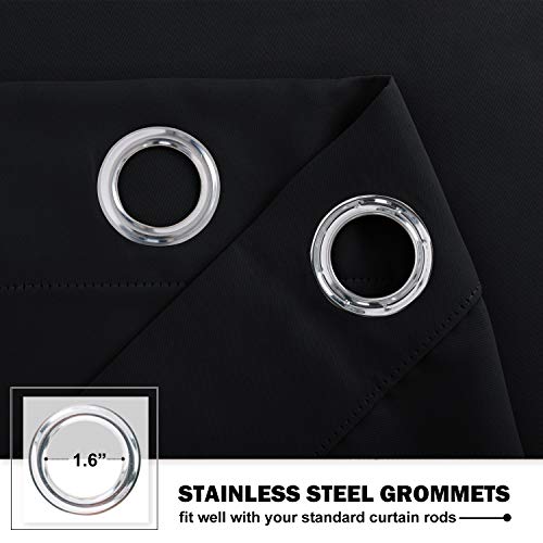 Black Small Window Curtains for Cafe Kitchen Laundry (Black / 42"W x 36"L (Pack of 2))