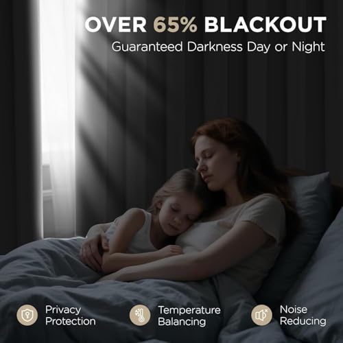 Blackout Curtains 72 Inch Length 2 Panels Set (Light Beige / 52"W x 72"L (Pack of 2))