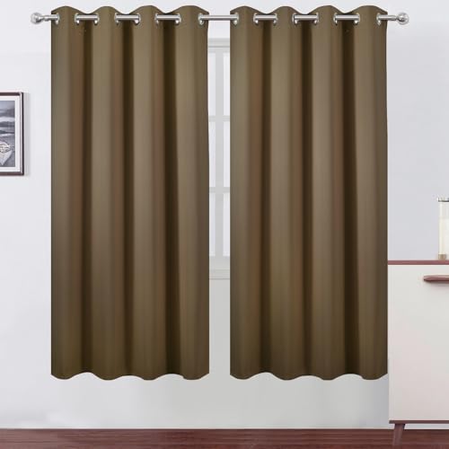 Brown Thermal Blackout Curtains (Brown / 52"W x 72"L (Pack of 2))
