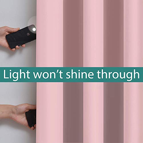 Pink 100% Blackout Curtains 63 Inches Long for Bedroom 42" Wide (42"W x 63"L (Pack of 2) / Pink)