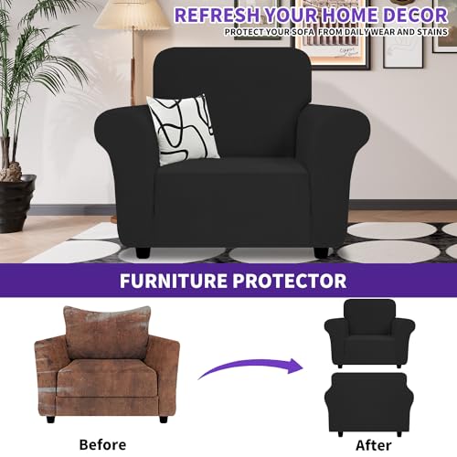 Chair Cover with Arms (- Black / Small (30"-47"))