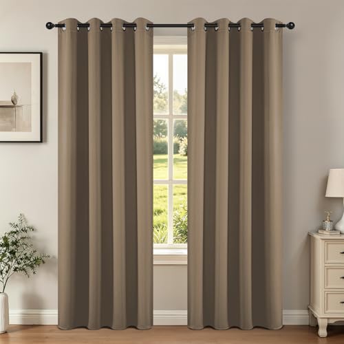 Blackout Curtains 72 Inch Length 2 Panels Set (Khaki / 52"W x 72"L (Pack of 2))