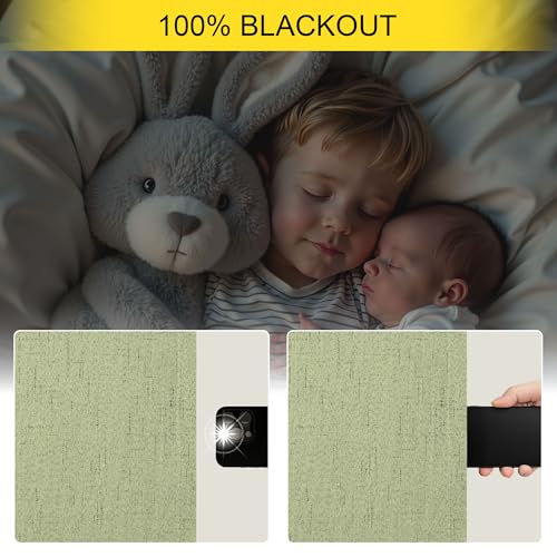 Light Sage Blackout Curtains for Bedroom Aesthetic 54 Inch Long 2 Panel Thermal Insulated Darkening Vintage Curtains for Small Window Short Length Classroom Playroom Linen Look Cottage Core Sage Green (Sage Green / 52"W x 54"L (Pack of 2))
