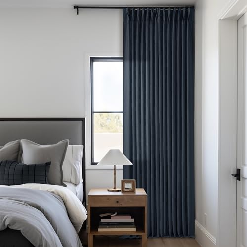 Pinch Pleated Extra Long Navy Linen Curtains 120 Inches Long (Navy / 40"W x 120"L (Pack of 2))
