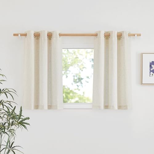 Natural Linen Kitchen Window Curtains Over Sink (Natural / 34"W x 36"L (Pack of 2))