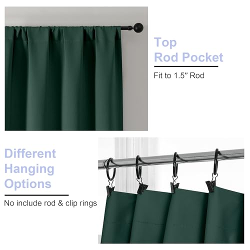 Ava Ever Green Short 36 Inches Blackout Curtain 2 Panels Set (Ever Green / 40"W x 36"L (Pack of 2))