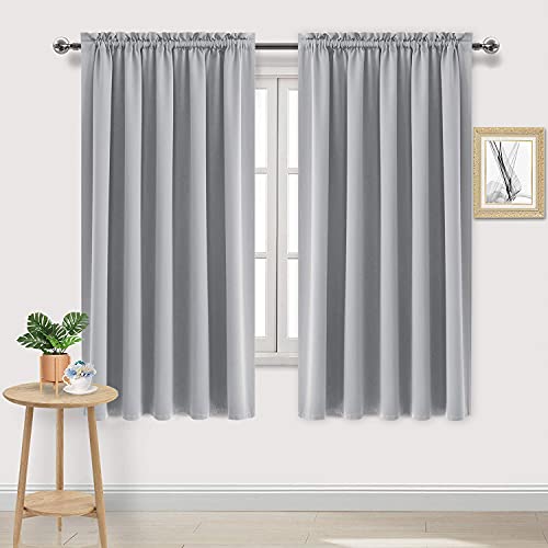 Wide Blackout Curtains for Living Room 60 x 63 Inch Long 2 Panels (Silver Grey / 60"W x 63"L (Pack of 2))