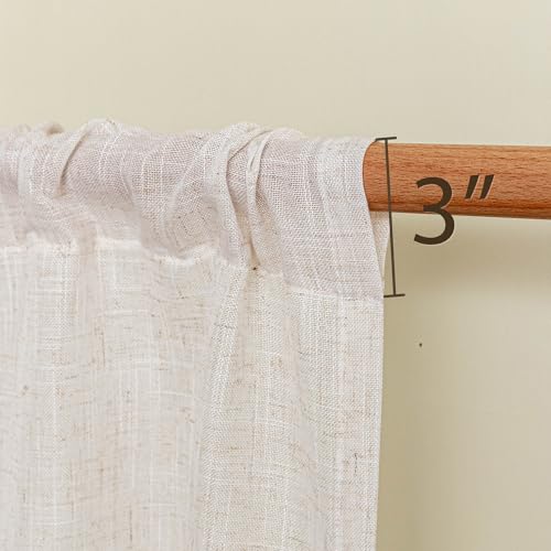 Linen French Door Curtains for Door Window 72 Inch Length 2 Panels Semi Sheer Light Filtering Curtain for Bedroom Window Glass Rod Pocket for Kitchen Dining Room (26"W x 72"L (Pack of 2) / Natural Linen)