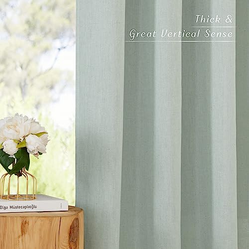 Thick Linen Sage Green Curtains 72 inches Long (Sage Green / 55"W x 72"L (Pack of 2))