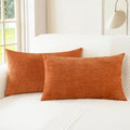 Fall Decorative Throw Pillow Covers 20 X 12 Inches Burnt Orange (20" x 12" (Pack of 2) / Burnt Orange)