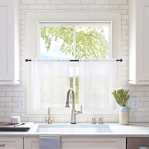 2 Panels Kitchen Tiers Half Window Sheer Curtains 29 X 24 Inch White (White / 29"W x 24"L (Pack of 2))