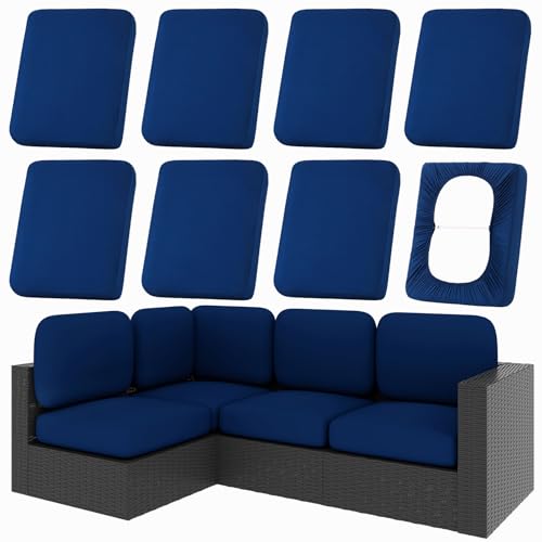 8Pcs Patio Cushion Covers (Navy / 8PCS)
