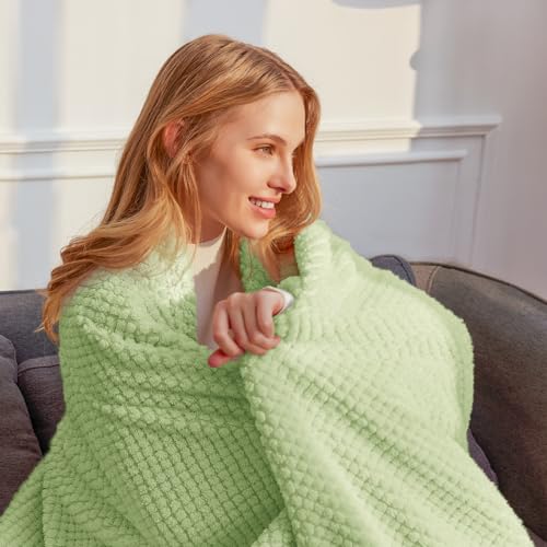 Extra Large Soft Fleece Throw Blanket for Couch (Light Green / Throw(50x70 In))