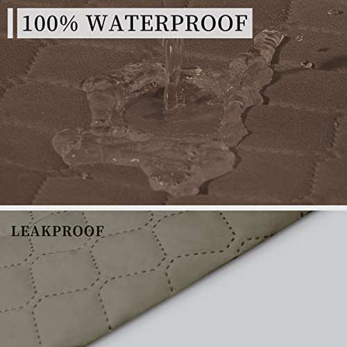 Double Protection 100% Waterproof Loveseat Sofa Covers for Living Room (Brown/Beige / Loveseat Medium)