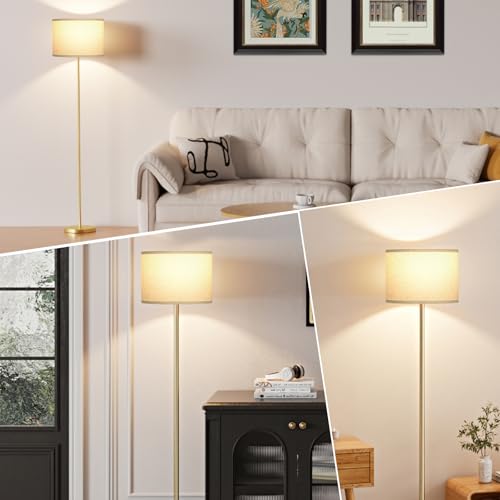 60'' Modern Floor Lamp with Shade (Beige Shade Gold Pole / 60 Inches (Without Bulb))