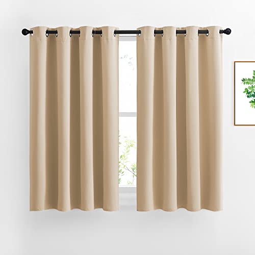 Bedroom Curtains Room Darkening Drapes (Biscotti Beige / 52"W x 45"L (Pack of 2))