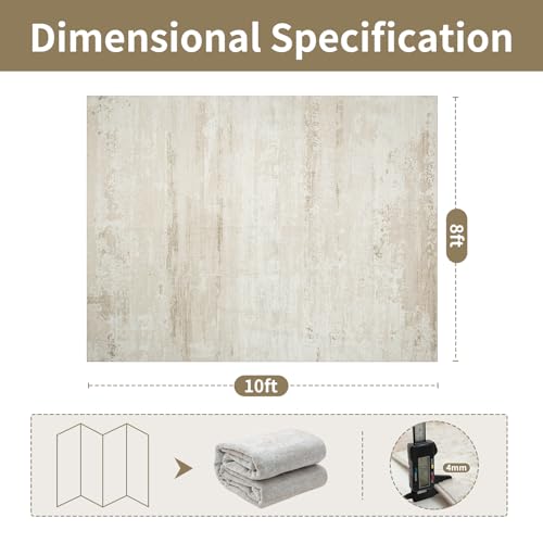 8x10 Neutral Washable Area Rugs for Living Room (8' x 10' (Rectangular) / Light Brown-light Yellow-beige Brown-white)