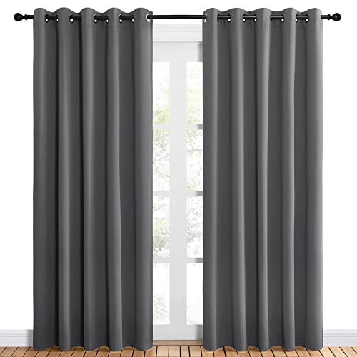 Bedroom Curtains Blackout Drapery Panels (Grey / 60"W x 84"L (Pack of 2))