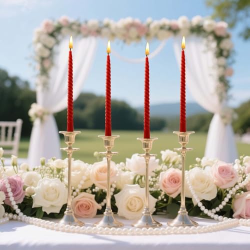 4 Pack 10 Inch Gradient Color Spiral Taper Candles for Wedding (10 in / Red)