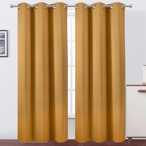 Mustard Yellow Thermal Blackout Curtains (Mustard Yellow / 38"W x 84"L (Pack of 2))
