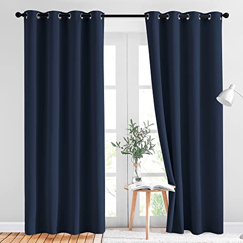 Blackout Navy Blue Curtains for Bedroom (Navy / 52"W x 84"L (Pack of 2))