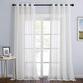 Living Room Window Curtains Sheer Textured Extra 108" Long (Beige / 54"W x 108"L (Pack of 2))