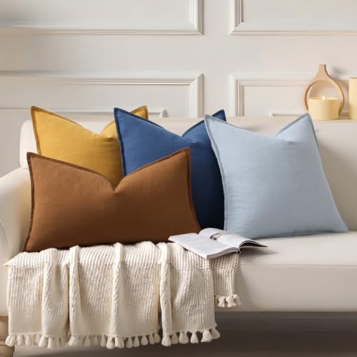 Fall Brick Linen Throw Pillow Covers 24x24 Set of 2 (Brick / 24" x 24" (Pack of 2))