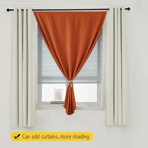 Self Adhesive Curtains Portable Blackout Curtain Simple and Easy to Install Bedroom Window Thermal Lnsulated Kitchen Room Darkening Black Small Drapes (35"W x 79"L (Pack of 1) / Orange)