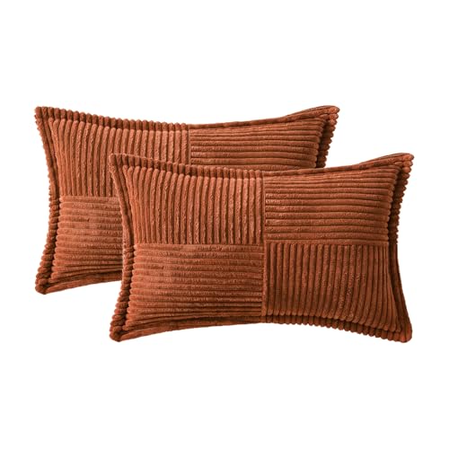 Fall Rust Decorative Lumbar Throw Pillow Covers 12x20 Inch (Rust / 20" x 12" (Pack of 2))