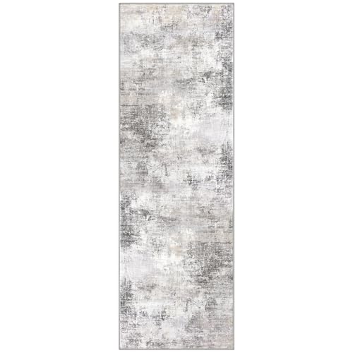 Abstract Runner Rug 3x8 Ft Washable Runners for Hallways (Ash Grey/Beige / 3' x 8' (Rectangular))