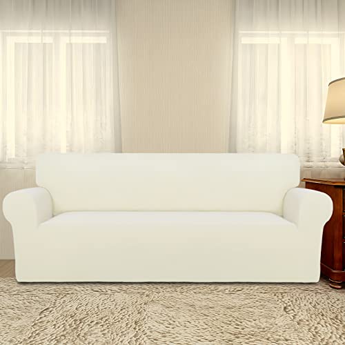 Stretch Oversized Couch Covers Fleece Sofa Slipcovers Ivory (X-Large Oversized Sofa / Ivory)
