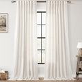 Extra Long 120 inch Curtains Linen Blend for Living Room Back Tab Neutral Rustic Farmhouse Light Filtering Semi Sheer Linen Drapes 120 inch Ceiling to Floor For Large Window Villa Hallway Ivory 10 FT (Natural / 52"W x 120"L (Pack of 2))