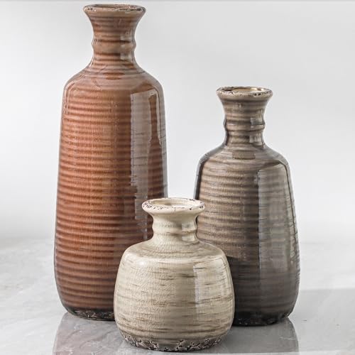 Ceramic Vases Set of 3 (011 - Brown)