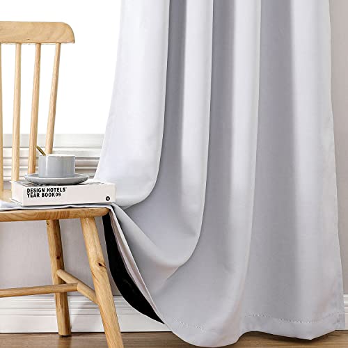 100% Blackout Curtains for Bedroom 72 Inches Long 2 Panels Set (42"W x 72"L (Pack of 2) / Greyish White)