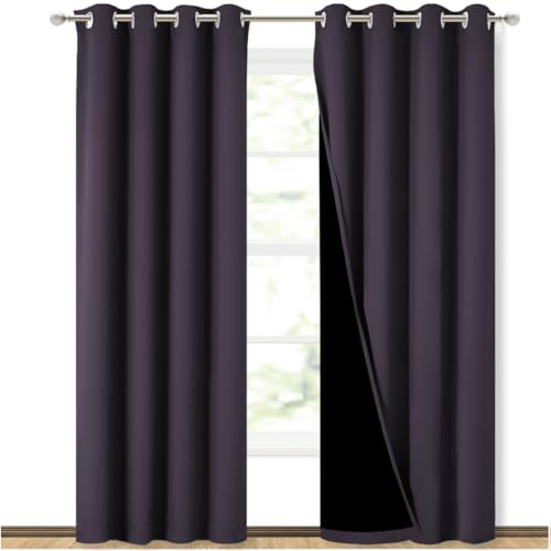 Greyish Purple Blackout Curtains for Baby Room 52" x 84" 2 Panels (Greyish Purple / 52"W x 84"L (Pack of 2))