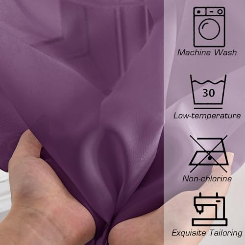 Plum Sheer Curtains 63 Inches Long 2 Panels Set (Plum / 42"W x 63"L (Pack of 2))