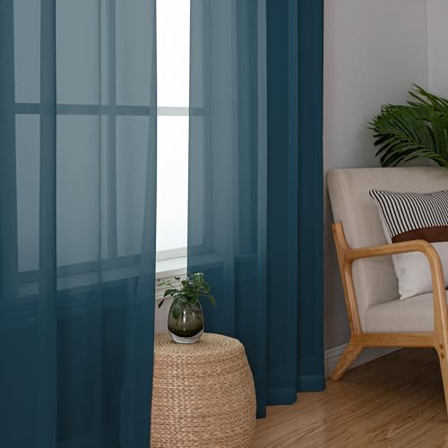 Stone Blue Sheer Curtains 54 Inch Long 2 Panels (Stone Blue / 42"W x 54"L (Pack of 2))
