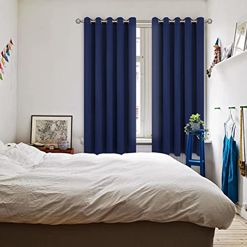 Navy Blue Blackout Curtains for Bedroom 63 Inch Long (Navy / 70"W x 63"L (Pack of 2))