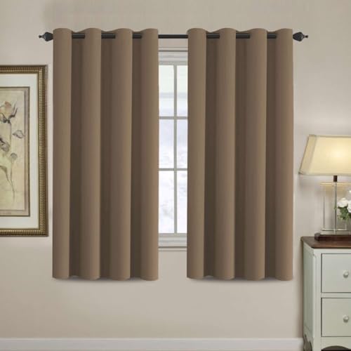 Blackout Curtain for Living Room Thermal Insulated Window Treatment Curtain Extra Long 63 inch Length Energy Saving Solid Grommet Top Blackout Drape (52"W x 63"L (Pack of 1) / Macchiato)