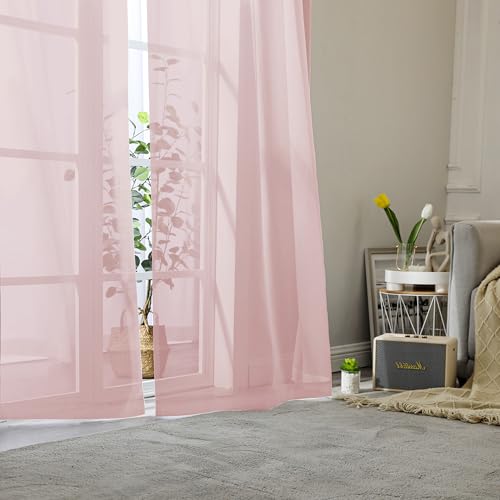 Blush Pink Sheer Curtains 78 Inches Long 2 Panels (Blush Pink / 42"W x 78"L (Pack of 2))