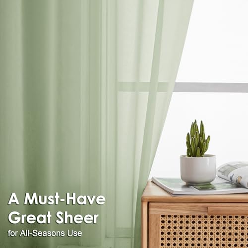 Light Green Sheer Curtains 84 Inches Long 2 Panels (Light Green / 42"W x 84"L (Pack of 2))