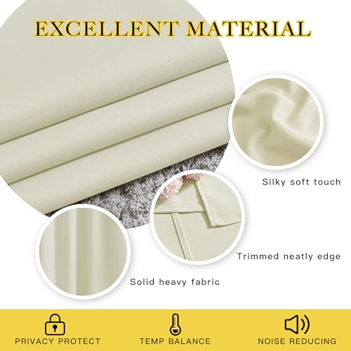 Room Darkening Curtains and Drapes for Bedroom (Beige / 37"W x 48"L (Pack of 2))