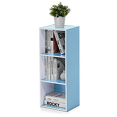 LUDER Book Shelf (White/Light Blue / 3-Tier Cube)