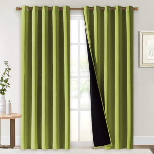 100% Blackout Window Curtain Panels (Fresh Green / 70"W x 84"L (Pack of 2))