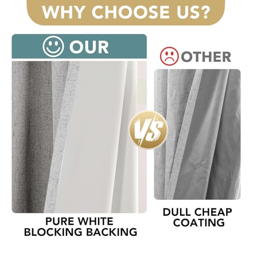 100% Blackout Linen Curtains 90" L 2 Panels Glacier Gray (Glacier Gray / 52"W x 90"L (Pack of 2))