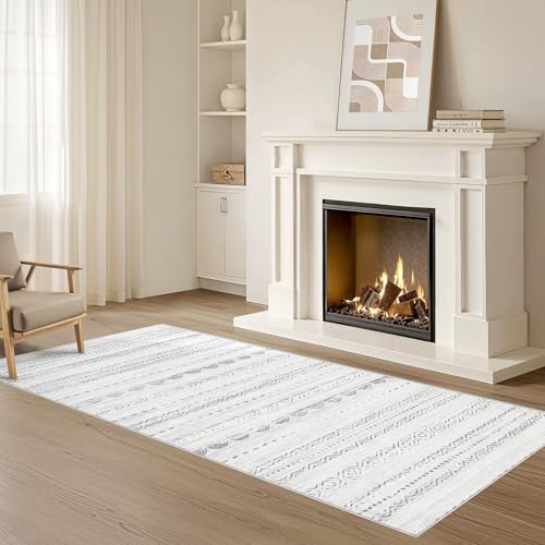 Boho 2x6 Runner Rug Machine Washable Rugs Non Slip Gray (Boho Grey / 2' X 6' (Runner))