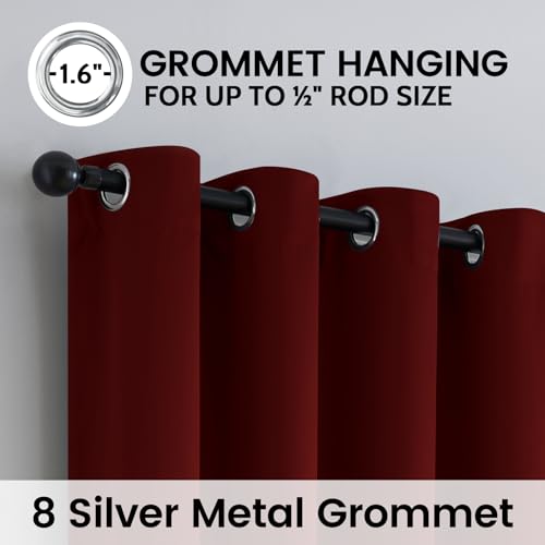 Burgundy Red 100% Blackout Curtains Room Darken Living Room 96 (Burgundy Red / 52"W x 96"L (Pack of 2))