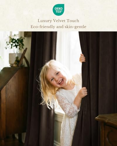 Luxury Brown Velvet Curtains for Living Room 108 inches (Brown Series - Dark Brown / 52"W x 108"L (Pack of 2))
