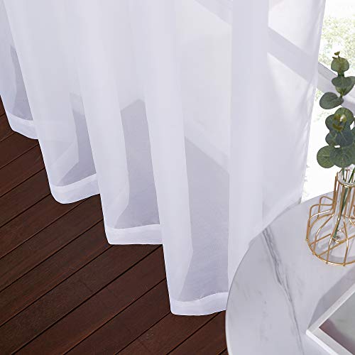Sheer Curtains 63 inch Length (White / 37"W x 63"L (Pack of 2))